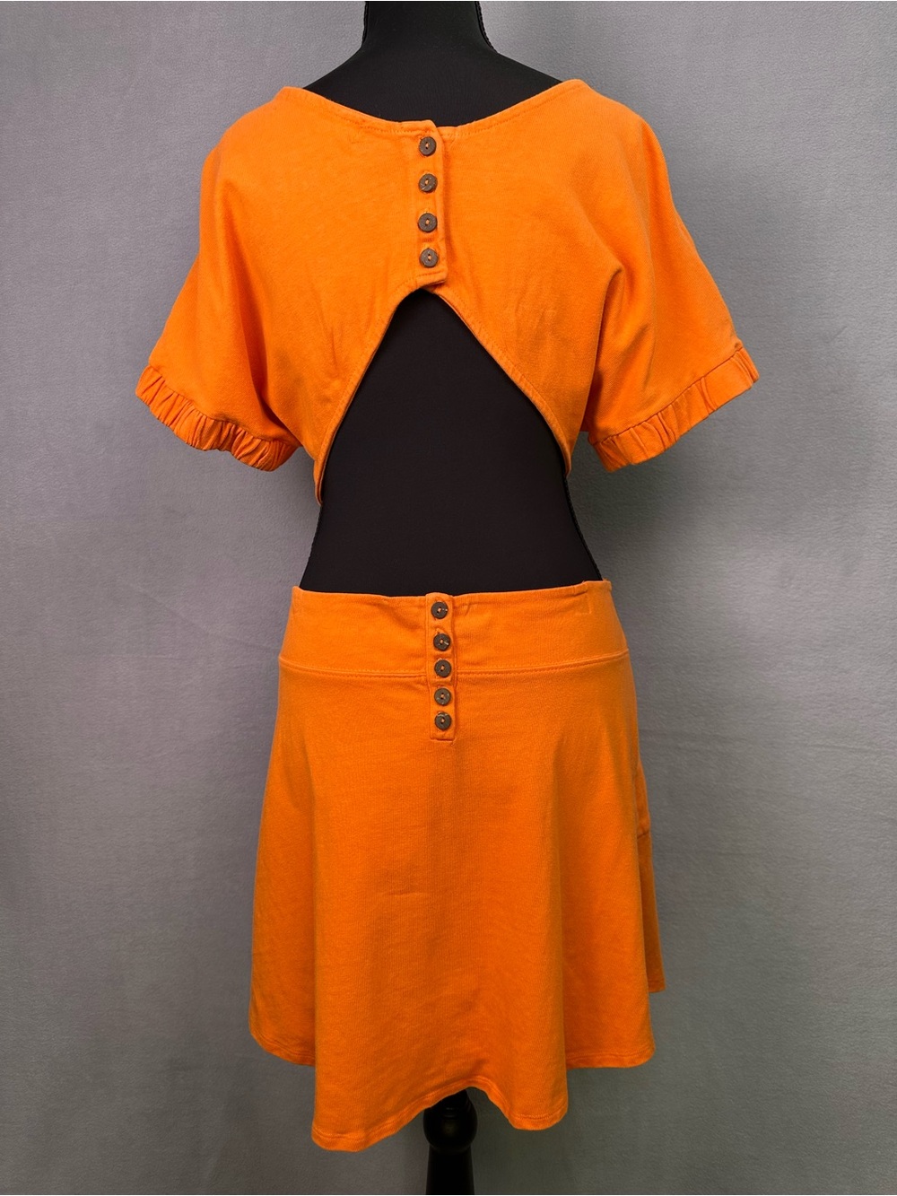 Free People Women's Orange Short Sleeve Casual Dress - Picture 3 of 8